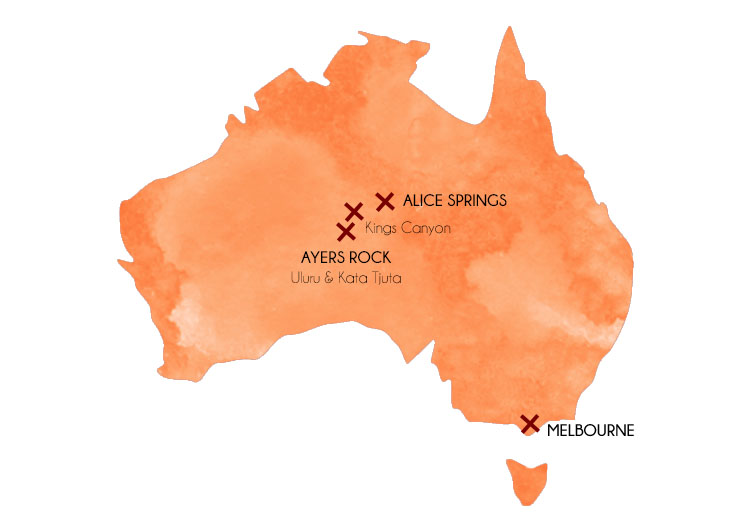 carte australie - red center